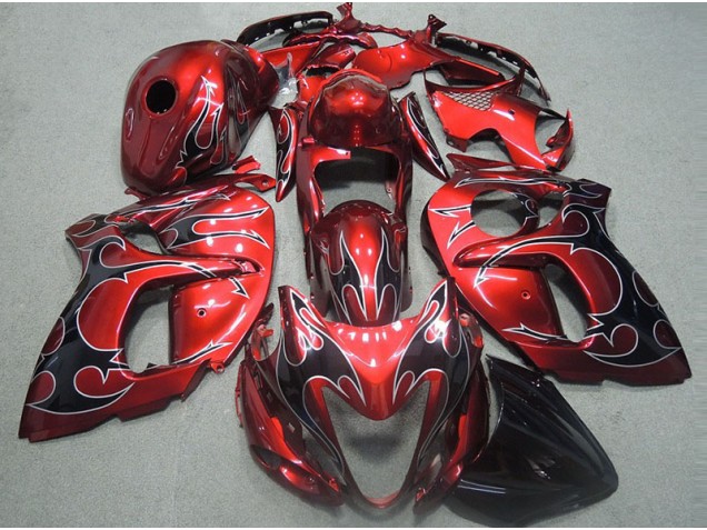 Affordable 1996-2007 Red with Black Flame Suzuki GSXR1300 Hayabusa Motorcycle Fairings Canada Affordable 1996-2007 Red with Black Flame Suzuki GSXR1300 Hayabusa Motorcycle Fairings Canada