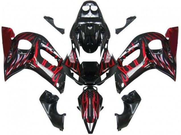 Affordable 1998-2002 Black Red Flame Yamaha YZF R6 Motorcycle Fairings Canada Affordable 1998-2002 Black Red Flame Yamaha YZF R6 Motorcycle Fairings Canada