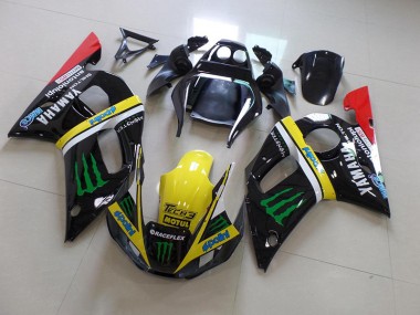 Affordable 1998-2002 Black Yellow Monster Yamaha YZF R6 Motorcycle Fairings Canada