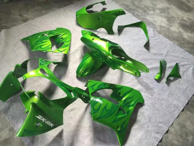 Affordable 2000-2001 Green Green Flame Kawasaki Ninja ZX9R Motorcycle Fairings Canada Affordable 2000-2001 Green Green Flame Kawasaki Ninja ZX9R Motorcycle Fairings Canada