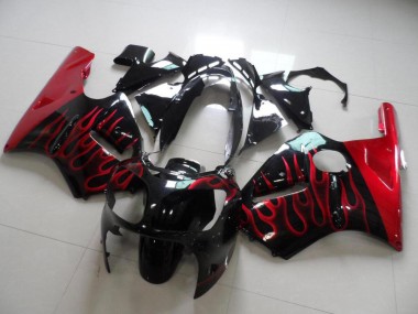 Affordable 2000-2001 Red Flame Kawasaki Ninja ZX12R Motorcycle Fairings Canada