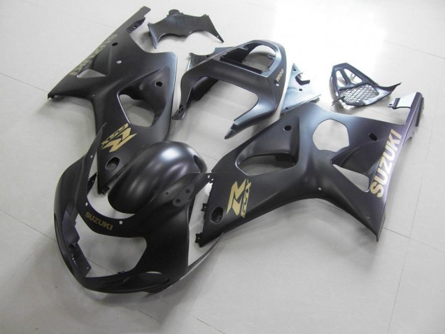 Affordable 2000-2002 All Matte Black with Gold Sticker Suzuki GSXR 1000 Motorcycle Fairings Canada Affordable 2000-2002 All Matte Black with Gold Sticker Suzuki GSXR 1000 Motorcycle Fairings Canada