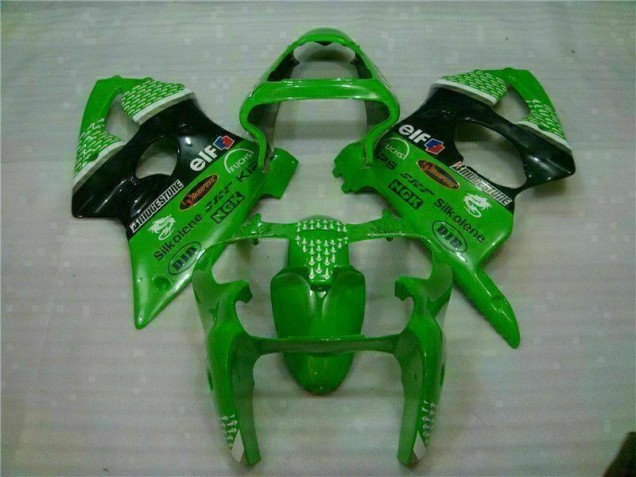 Affordable 2000-2002 Green Black Kawasaki Ninja ZX6R Full Fairing Kit Canada