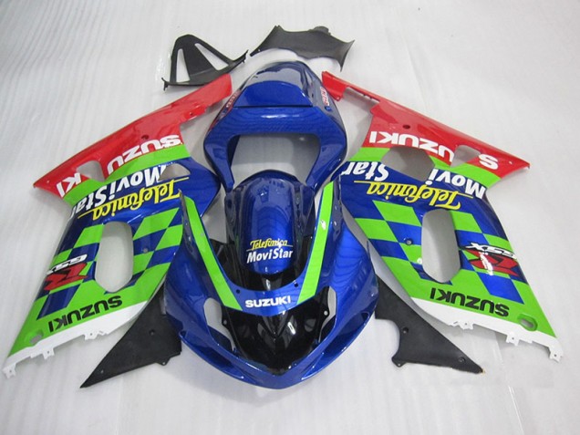 Affordable 2001-2003 Blue Green Red Telefumia Movistar Suzuki GSXR600 Motorcycle Fairings Canada Affordable 2001-2003 Blue Green Red Telefumia Movistar Suzuki GSXR600 Motorcycle Fairings Canada