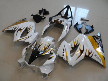 Affordable 2002-2013 White Gold Black Flame Honda VFR800 Motorcycle Fairings Canada