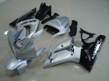 Affordable 2003-2004 Silver Black Kawasaki Ninja ZX6R Motorcycle Fairings Canada