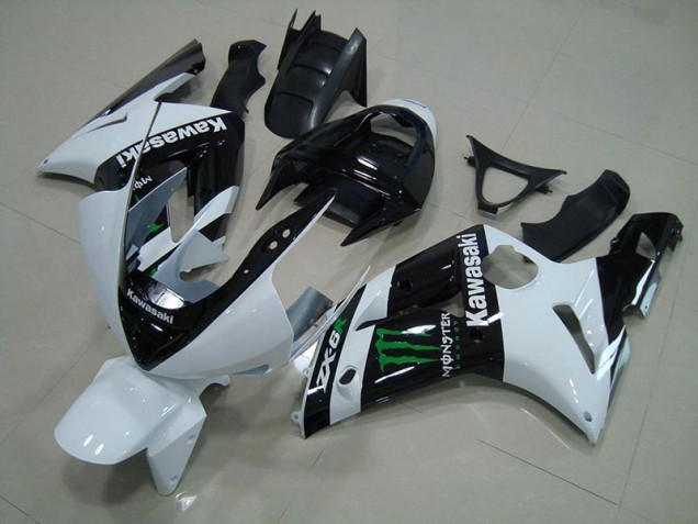 Affordable 2003-2004 White Monster Kawasaki Ninja ZX6R Motorcycle Fairings Canada Affordable 2003-2004 White Monster Kawasaki Ninja ZX6R Motorcycle Fairings Canada