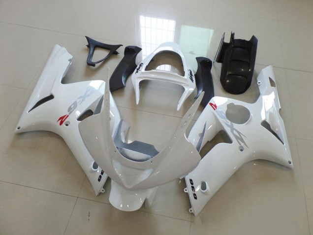 Affordable 2003-2004 White with Silver Decals Kawasaki Ninja ZX6R Motorcycle Fairings Canada
