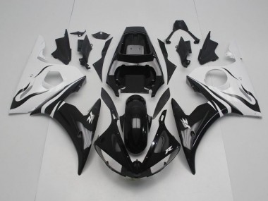 Affordable 2003-2005 Black and White Yamaha YZF R6 Motorcycle Fairings Canada