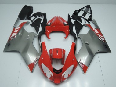 Affordable 2003-2005 Silver and Red Aprilia RSV1000 Motorcycle Fairings Canada