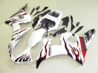 Affordable 2003-2005 White and Flame Yamaha YZF R6 Motorcycle Fairings Canada