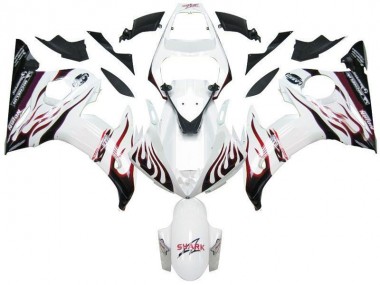 Affordable 2003-2005 White Black Red Flame Yamaha YZF R6 Motorcycle Fairings Canada