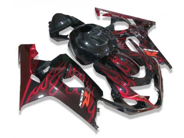 Affordable 2004-2005 Black Red Flames Suzuki GSXR 600/750 Motorcycle Fairings Canada