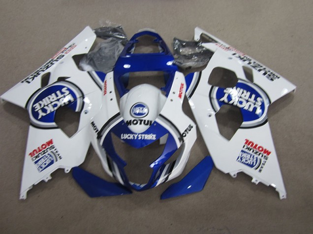 Affordable 2004-2005 Blue White Lucky Strike Motul Suzuki GSXR600 Motorcycle Fairings Canada