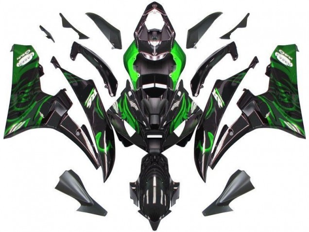 Affordable 2006-2007 Black Green Flame Yamaha YZF R6 Motorcycle Fairings Canada Affordable 2006-2007 Black Green Flame Yamaha YZF R6 Motorcycle Fairings Canada