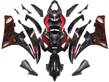 Affordable 2006-2007 Black Red Flame Yamaha YZF R6 Motorcycle Fairings Canada