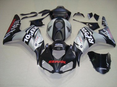 Affordable 2006-2007 Matte Black Silver Repsol Honda CBR1000RR Full Fairing Kit Canada