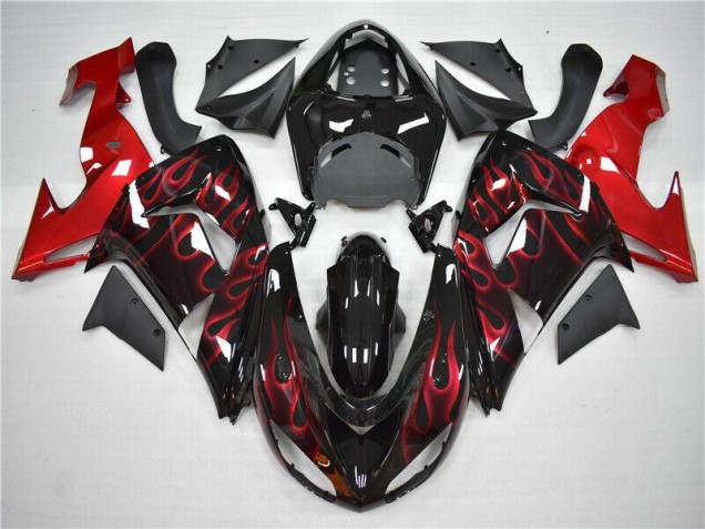 Affordable 2006-2007 Red Flame Kawasaki Ninja ZX10R Motorcycle Fairings Canada Affordable 2006-2007 Red Flame Kawasaki Ninja ZX10R Motorcycle Fairings Canada