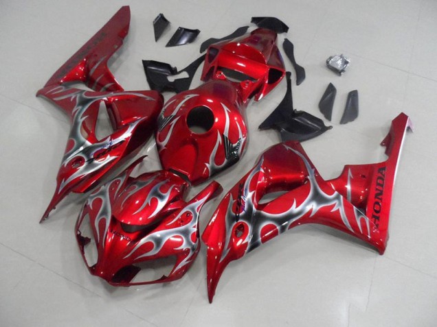 Affordable 2006-2007 Red with Black Grey Flame Honda CBR1000RR Motorcycle Fairings Canada Affordable 2006-2007 Red with Black Grey Flame Honda CBR1000RR Motorcycle Fairings Canada