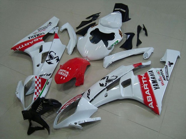 Affordable 2006-2007 White Red Abarth Yamaha YZF R6 Motorcycle Fairings Canada Affordable 2006-2007 White Red Abarth Yamaha YZF R6 Motorcycle Fairings Canada