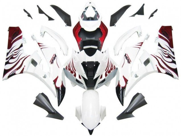 Affordable 2006-2007 White Red Flame Yamaha YZF R6 Motorcycle Fairings Canada Affordable 2006-2007 White Red Flame Yamaha YZF R6 Motorcycle Fairings Canada