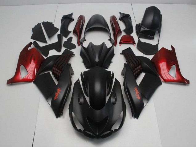 Affordable 2006-2011 Matte Black and Red Kawasaki Ninja ZX14R Motorcycle Fairings Canada Affordable 2006-2011 Matte Black and Red Kawasaki Ninja ZX14R Motorcycle Fairings Canada