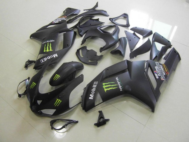 Affordable 2007-2008 Matte Black Monster Kawasaki Ninja ZX6R Motorcycle Fairings Canada Affordable 2007-2008 Matte Black Monster Kawasaki Ninja ZX6R Motorcycle Fairings Canada