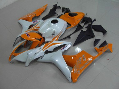 Affordable 2007-2008 Pearl White Orange Honda CBR600RR Motorcycle Fairings Canada