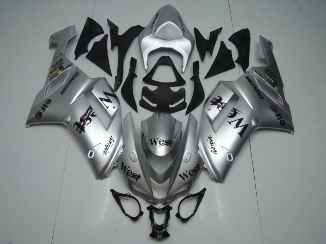Affordable 2007-2008 Silver West Kawasaki Ninja ZX6R Motorcycle Fairings Canada Affordable 2007-2008 Silver West Kawasaki Ninja ZX6R Motorcycle Fairings Canada