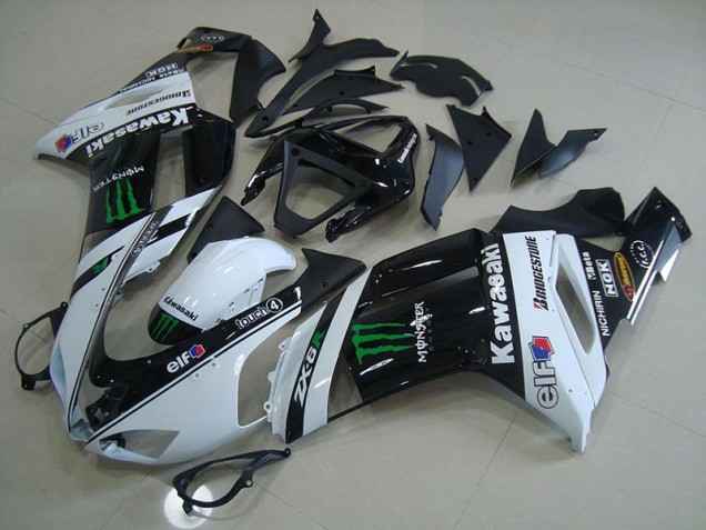 Affordable 2007-2008 White Monster Kawasaki Ninja ZX6R Motorcycle Fairings Canada Affordable 2007-2008 White Monster Kawasaki Ninja ZX6R Motorcycle Fairings Canada