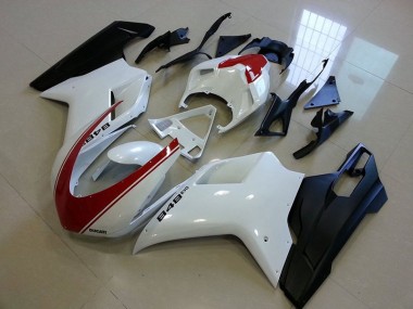 Affordable 2007-2012 Matte Black White with Red Stripe Ducati 848 1098 1198 Motorcycle Fairings Canada