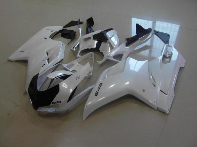 Affordable 2007-2012 Pearl White Black Stripe Ducati 848 1098 1198 Motorcycle Fairings Canada Affordable 2007-2012 Pearl White Black Stripe Ducati 848 1098 1198 Motorcycle Fairings Canada