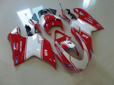 Affordable 2007-2012 Red and White Air Ducati 848 1098 1198 Motorcycle Fairings Canada