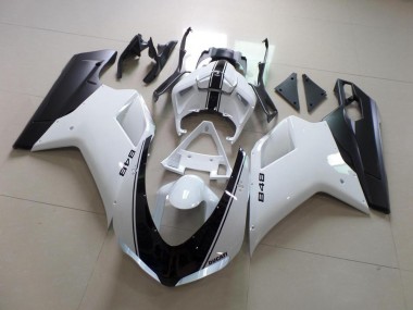 Affordable 2007-2012 White and Black Stripe Ducati 848 1098 1198 Motorcycle Fairings Canada