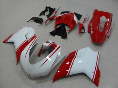 Affordable 2007-2012 White and Red Racing Version Ducati 848 1098 1198 Motorcycle Fairings Canada