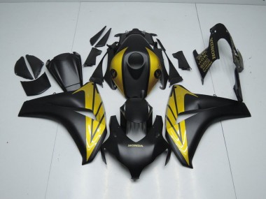 Affordable 2008-2011 Matte Black and Gold Honda CBR1000RR Motorcycle Fairings Canada