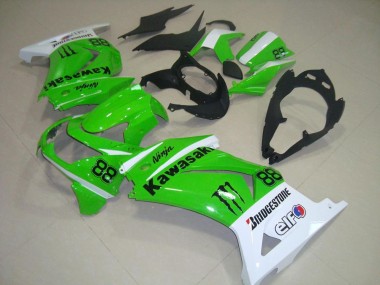 Affordable 2008-2012 Green and White Kawasaki Ninja ZX250R Motorcycle Fairings Canada