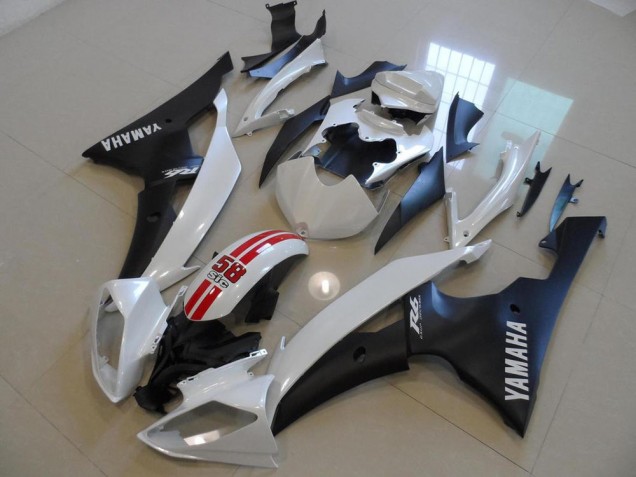 Affordable 2008-2016 Pearl White and Black 58Sic Yamaha YZF R6 Motorcycle Fairings Canada
