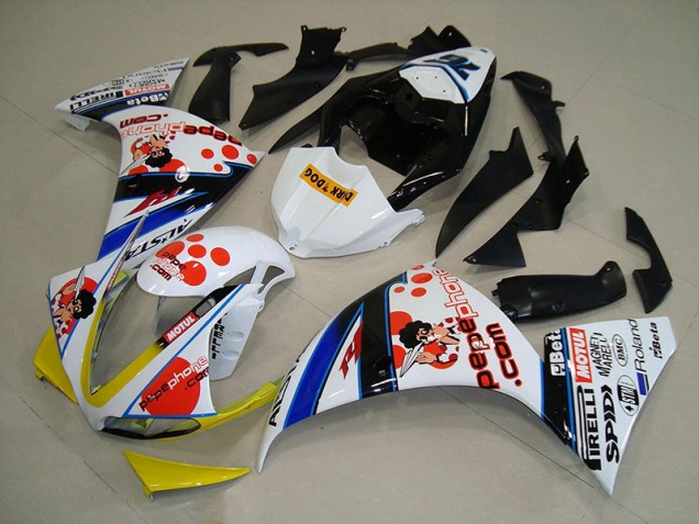 Affordable 2009-2011 White Black Pepe Phone Yamaha YZF R1 Motorcycle Fairings Canada