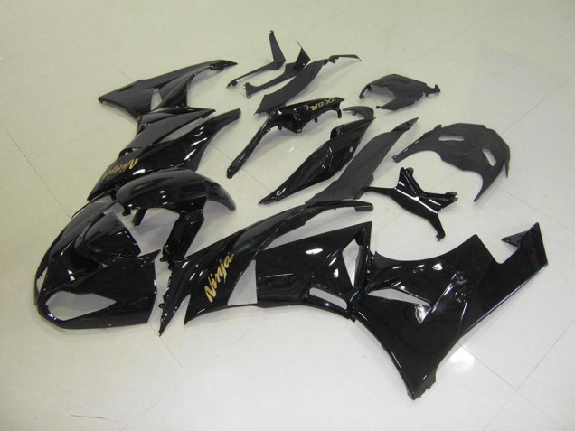 Affordable 2009-2012 Black with Gold Sticker Kawasaki Ninja ZX6R Motorcycle Fairings Canada