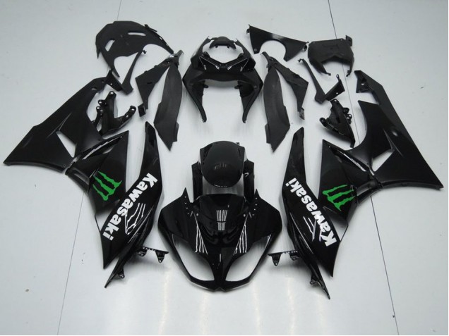 Affordable 2009-2012 Black with Monster Kawasaki Ninja ZX6R Motorcycle Fairings Canada