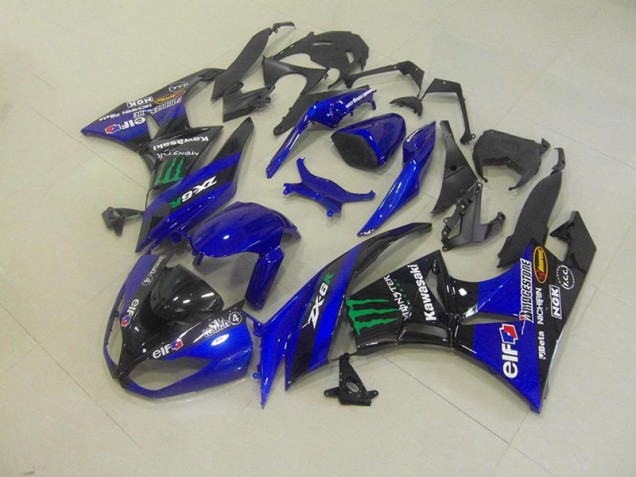 Affordable 2009-2012 Blue Monster Kawasaki Ninja ZX6R Motorcycle Fairings Canada