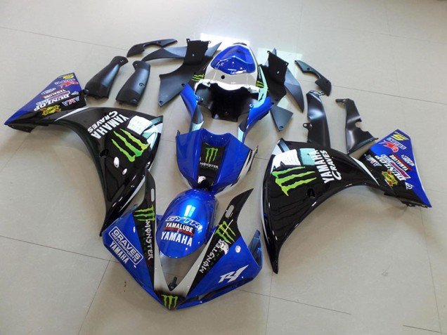 Affordable 2012-2014 Blue Black Monster Yamaha YZF R1 Motorcycle Fairings Canada