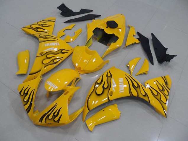 Affordable 2012-2014 Yellow Black Flame Yamaha YZF R1 Motorcycle Fairings Canada Affordable 2012-2014 Yellow Black Flame Yamaha YZF R1 Motorcycle Fairings Canada